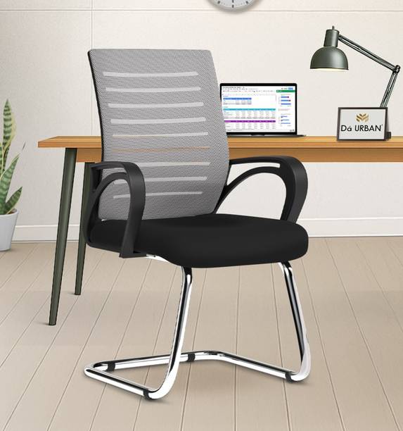 Da URBAN Tulip Grey Mesh Mid Back | Ergonomic | Heavy Duty Frame | Study Chair | Mesh Office Visitor Chair