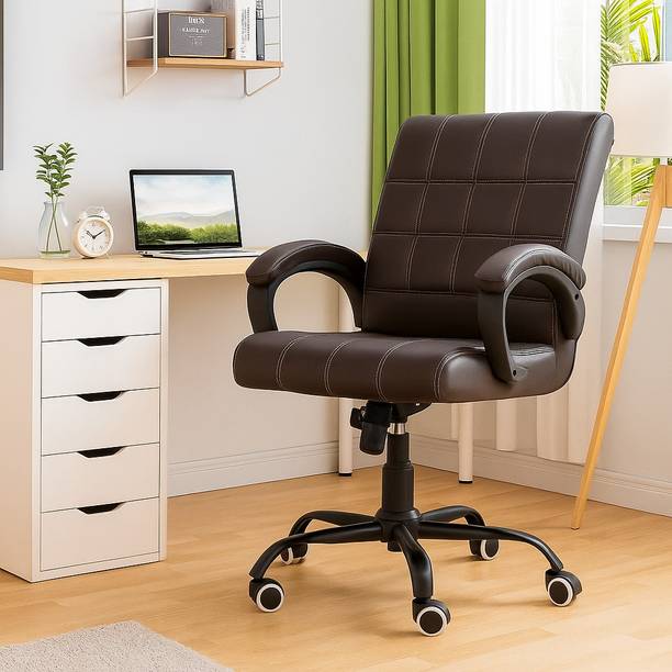 Newturn Funk Premium Office Leather Mid Back Ergo revolving Leatherette Office Executive Chair