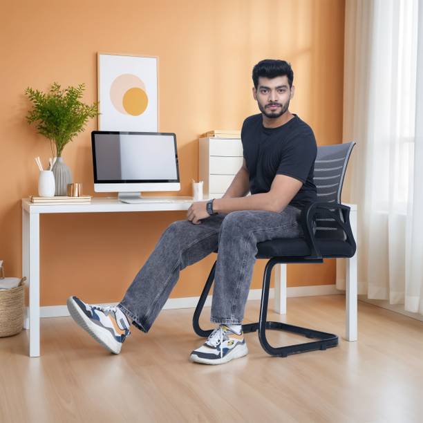 Comfort Mantra Ergonomic Office Chair Mid Back with Armrest Fabric Office Visitor Chair