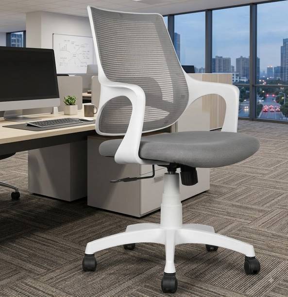 Aayra |AAYRA ,3-Years Warranty | Mid-Back Ergonomic Office Chair | Revolving| Fabric, Mesh, Nylon Office Conference Chair