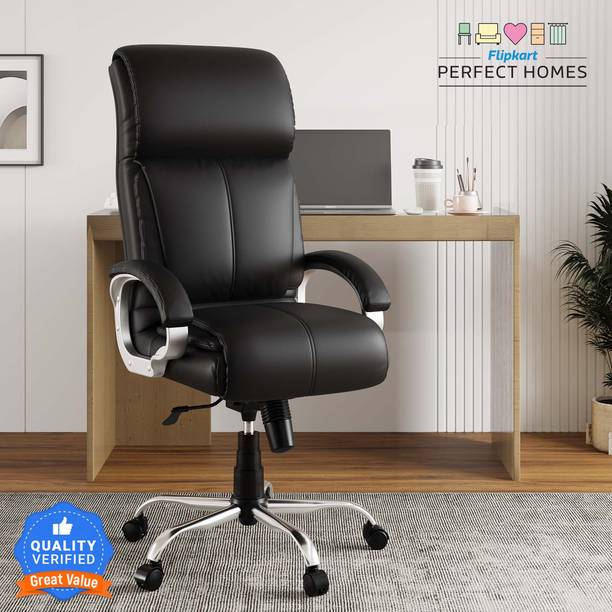 Flipkart Perfect Homes Henry Split Leather Office Adjustable Arm Chair