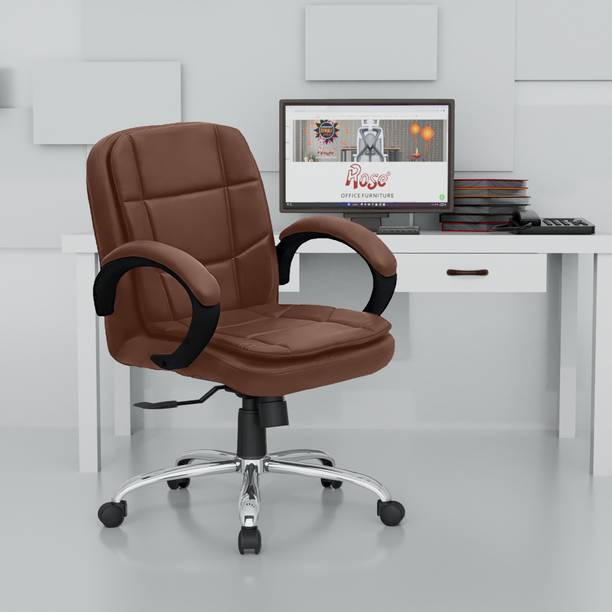 Rose Designer Chairs Oliveya Leatherette Executive Mid Revolving Chair | 1 Year Warranty | Leatherette Office Arm Chair