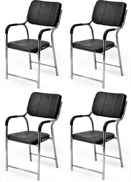 SOMRAJ Luxury stylish office home hotel study Leatherette seat back chair Metal Dining Chair