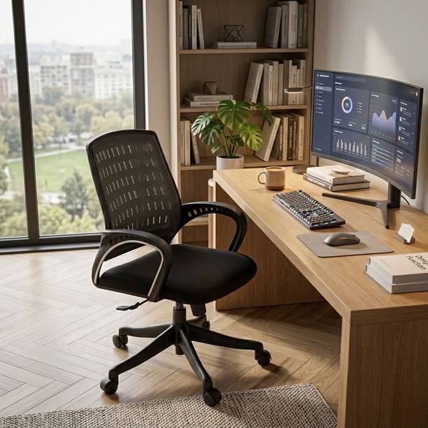 OUTAREA Adjustable Mesh Office Chair Ergonomic Design with Smooth Swivel Wheels Mesh Office Adjustable Arm Chair
