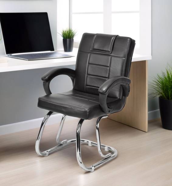 KITHANIA Ergonomic Visitor/Study/Office Home Reception Chair padded arms, carry 125 kg Leather Office Executive Chair