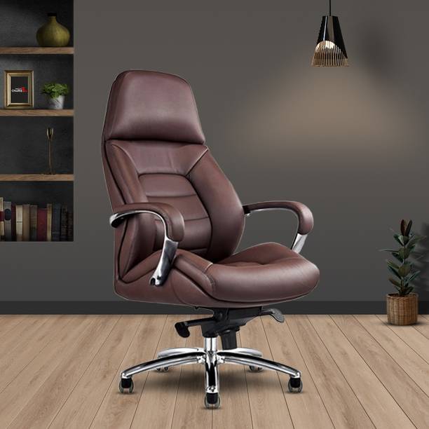 Make My Chairs ™ BOSS Leatherette High Back Chair with 5 Star Strong Aluminium Base MD Chair Half-leather Office Executive Chair
