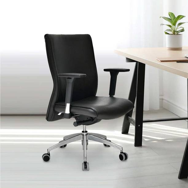 Nilkamal Command Mid Back Chair | Foam | 4 Position Locking Mechanism Leatherette Office Arm Chair