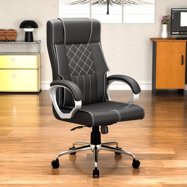Da URBAN Quantum Black Revolving High Back | Ergonomic | Home & Office | Leatherette Office Executive Chair
