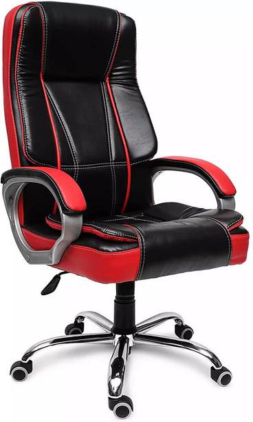 Palarial GamePro Recliner Chair with High-Back Support, Black & Red Leatherette Finish Leatherette Office Executive Chair