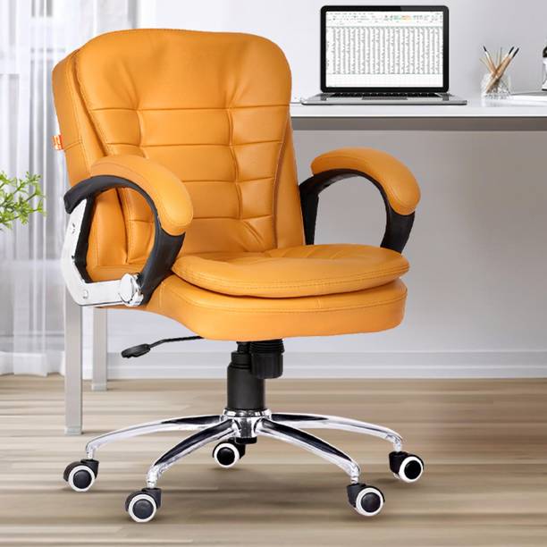 Da URBAN Milford Camel Revolving | Mid Back | Ergonomic | Home & Office Leatherette Office Executive Chair