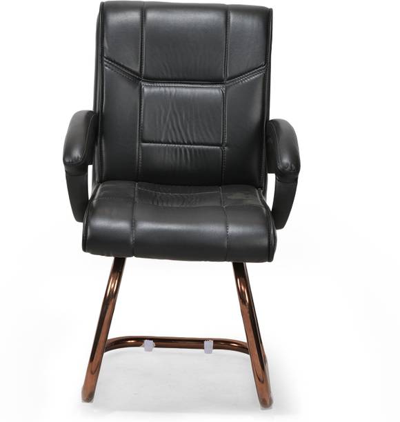 GOYALSON Ergonomic Home & Office Study Reception Chair With Copper Coated Frame Leatherette Office Visitor Chair