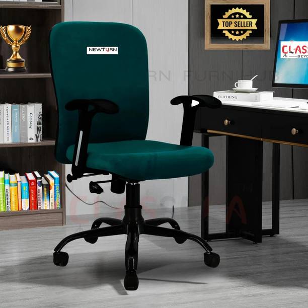 zidle Rainbow velvet Mid back work from home chair with Metal base & 2 Years warranty Leatherette Office Adjustable Arm Chair