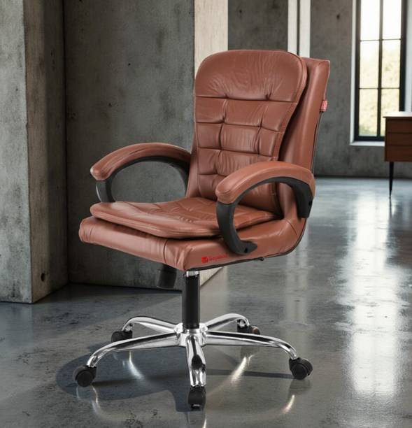 GOYALSON Comfortable Swivel Office Chair Adjustable Height & Breathable Mesh Leatherette Office Adjustable Arm Chair