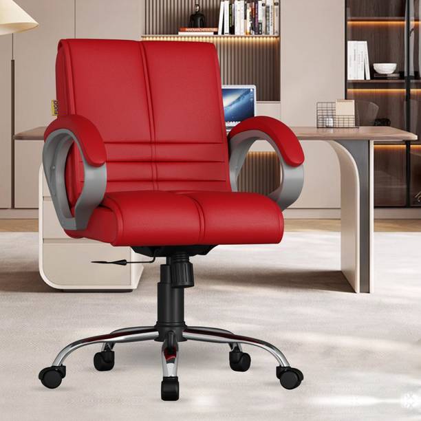 FUGO Chair FG235 Office Chair, Study Chair, Computer Chair, 3 Years Warranty Leatherette Study Arm Chair