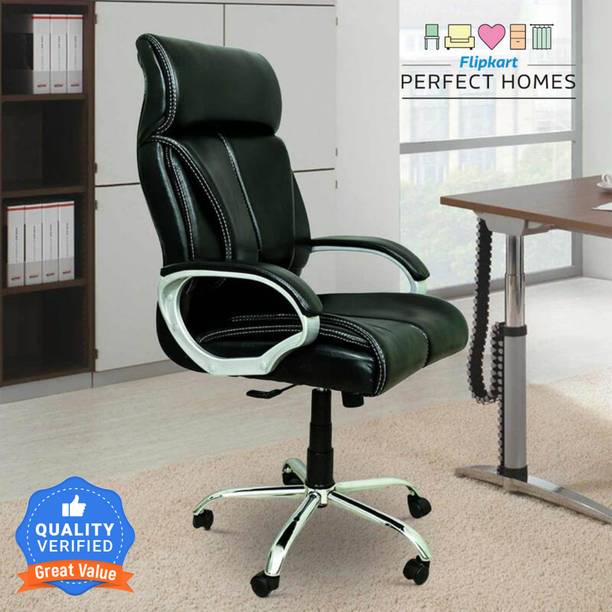 Flipkart Perfect Homes Hornbill High-Back Bonded Leather Executive Chair with Lumbar Support Leatherette Office Arm Chair