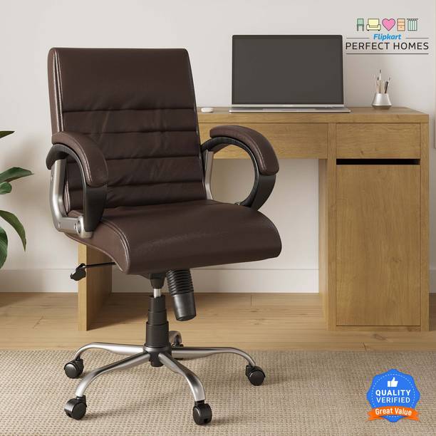 Flipkart Perfect Homes Falcon Medium Back Office Revolving Leatherette Chair Leatherette Office Arm Chair