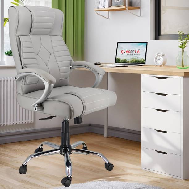 Newturn Galaxy Premium Leather HIGH BACK Boss Revolving Chair with 2 years warranty Leather Office Arm Chair
