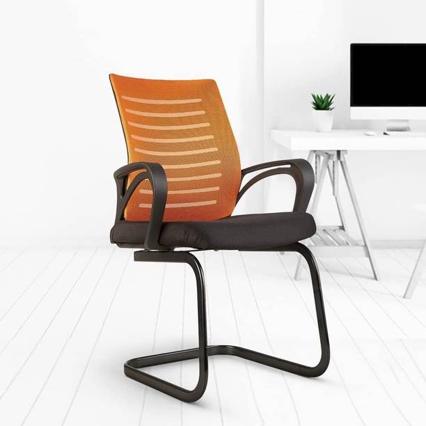 MAESTRO SEATING SYSTEMS Modern Round Pipe Office Chair with Mesh Backrest Leather Office Executive Chair