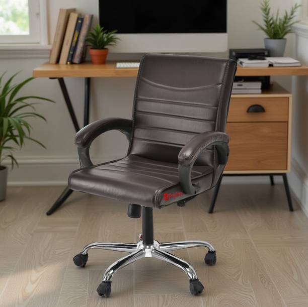 P P CHAIR Mid Back Ergonomic Home Office Study Reception Executive wheel revolving Chair Leatherette Office Arm Chair