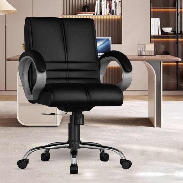 FUGO Chair FG235 Office Chair, Study Chair, Computer Chair, 3 Years Warranty Leatherette Study Arm Chair