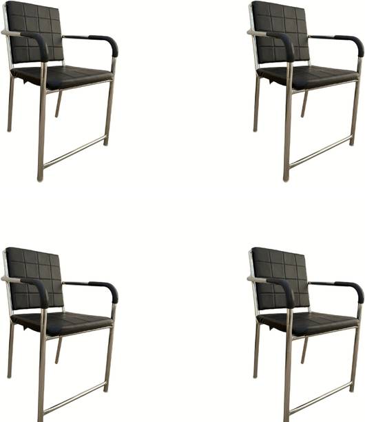 UROBIN Office Chair (L Sofa Black) with Handle Steel Heavy Visitor Waiting Leatherette Office Visitor Chair