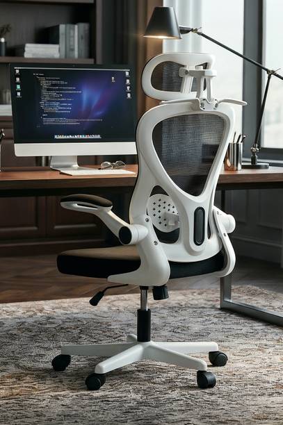 Drogo Ergonomic Office Chair for Work from Home with Armrest, Headrest&Lumbar Support Mesh Office Adjustable Arm Chair