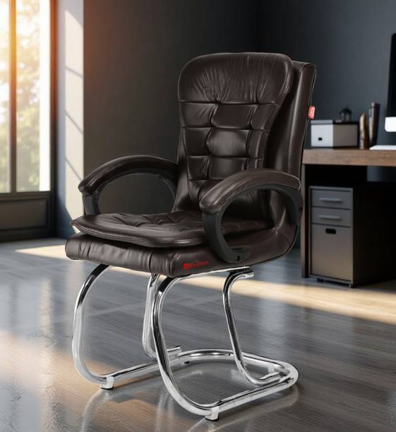 GOYALSON Ergonomic Visitor Chair for Office & Home Comfortable & Durable Design Leatherette Office Adjustable Arm Chair