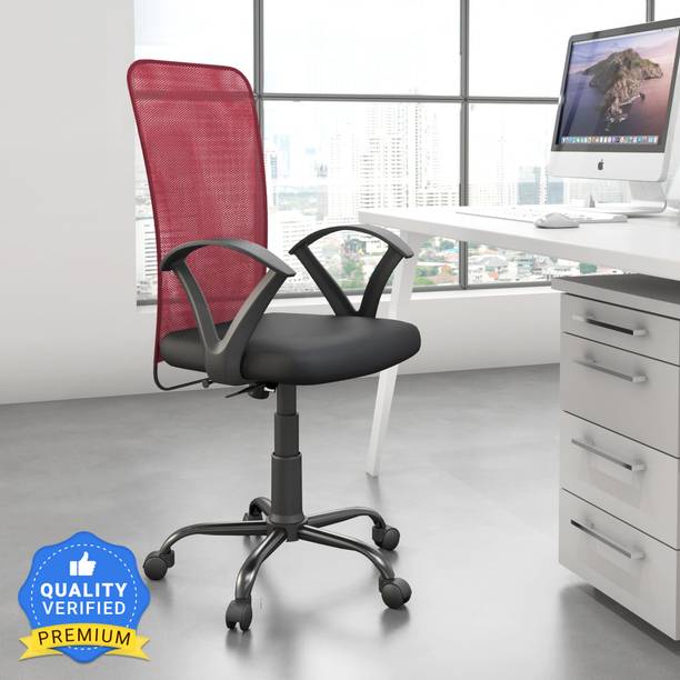 Nilkamal Hanoi Mid Back Ergonomic | Adjustable Height | Swivel | Push Back | Executive Fabric Office Arm Chair