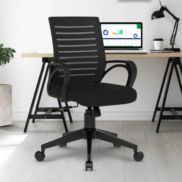 Da URBAN Tulip Mesh Mid Back Revolving | Ergonomic Chair Black Mesh Office Executive Chair
