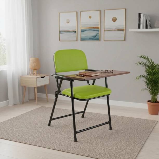 FURNIMAX Folding Study Chair With Cushion & Adjustable Writing Pad Cotton Blend Study Arm Chair