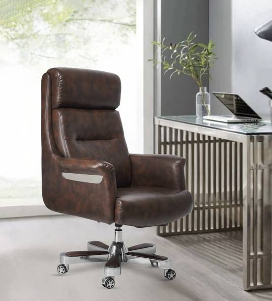 ardasinterior Brown Leatherette High Back Executive Office Chair Leatherette Office Adjustable Arm Chair