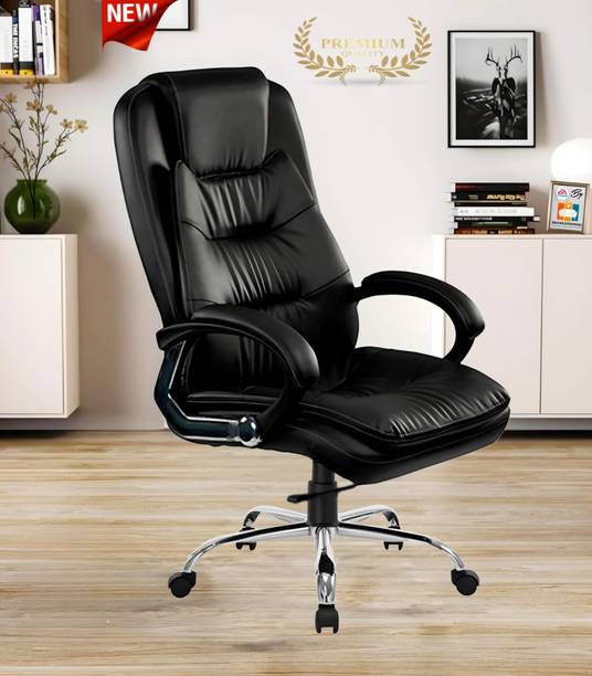 AASHRA ENTERPRISES (E.A) PREMIUM ERGONOMIC M-34 Designer Chair, Bolish Arms High Back Revolving 360 Leatherette Office Executive Chair