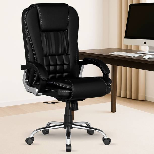 SEATFIT A47 Ergonomic Leatherette Office Chair with Adjustable Height & Back Support Leatherette Office Arm Chair