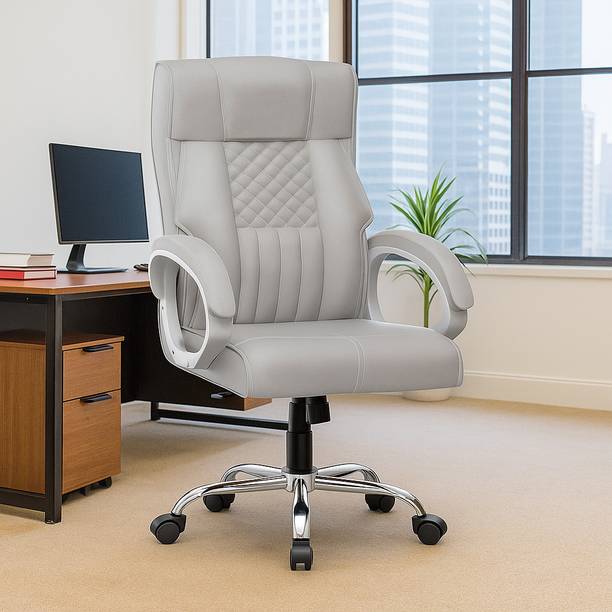 Adiko High Back Ergonomic Leatherette Revolving Desk Boss Office Chair Leatherette Office Adjustable Arm Chair