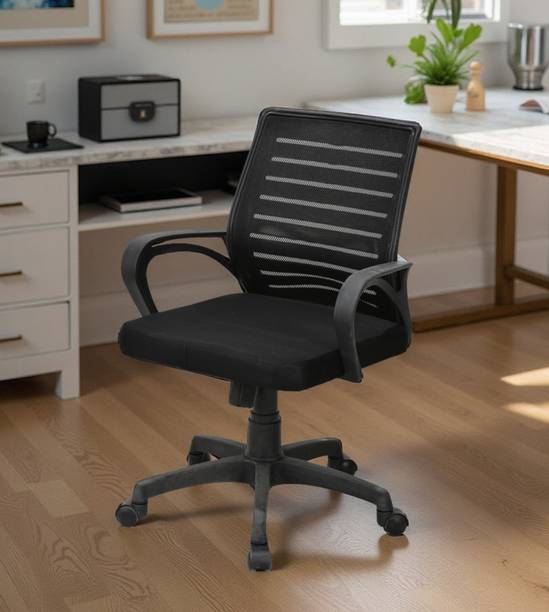 KITHANIA Mid Back Office Chair for Work from Home/Study Chair/Revolving mesh Chair Leatherette Office Executive Chair