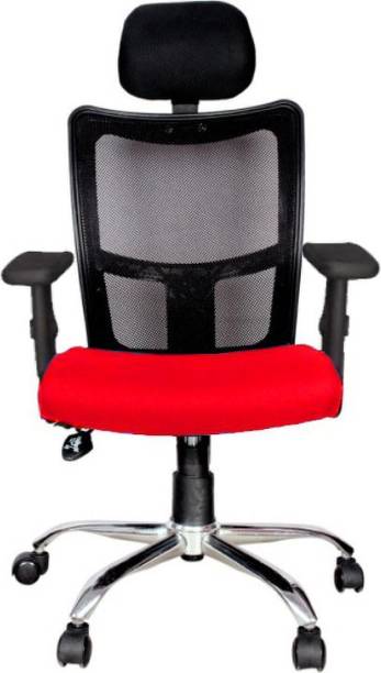 Rajpura Brio High Back Revolving Chair Adjustable Arms (RSE202 Red) Fabric Office Adjustable Arm Chair