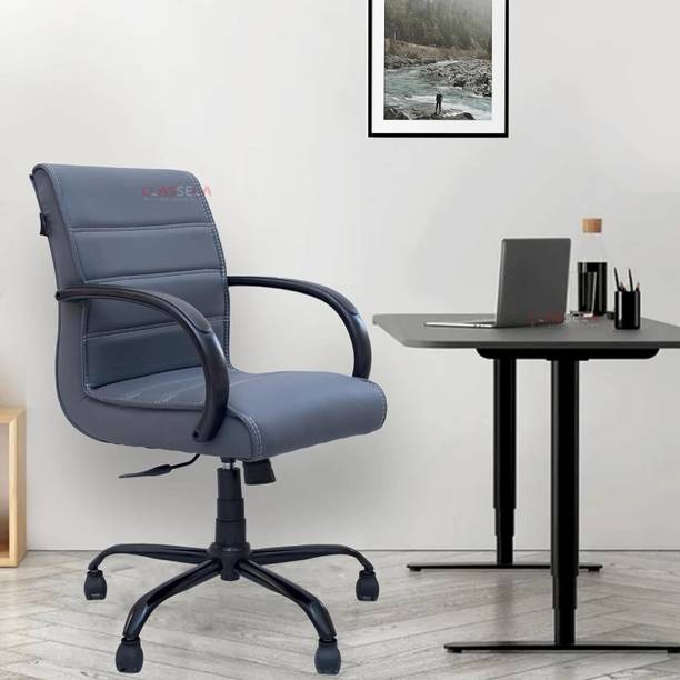 Newturn MAXSON Mid back Leather Office revolving chair with 2 Years warranty Leather Office Adjustable Arm Chair