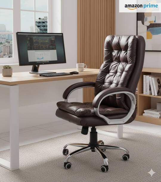 Newturn ErgoVerve Premium Leatherette High Back Ergonomic Chair With 2 years warranty Leather Office Executive Chair