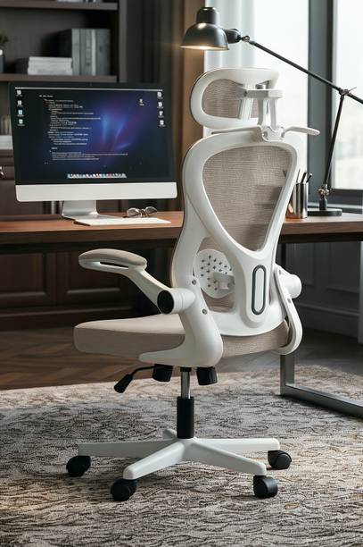 Drogo Ergonomic Office Chair for Work from Home with Armrest, Headrest&Lumbar Support Mesh Office Adjustable Arm Chair