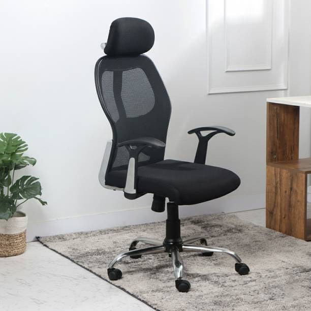 Flipkart Perfect Homes Alex Ergonomics Mesh High Back Office Chair chrome base Natural Fiber Office Arm Chair