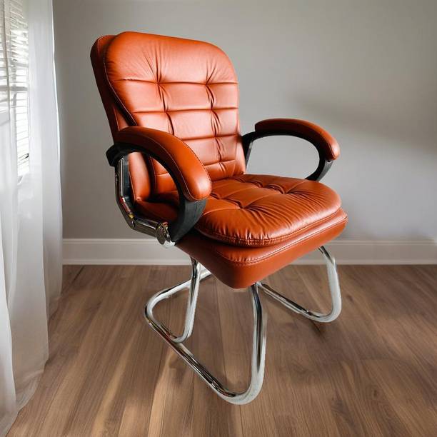 SOMRAJ Visitor Office Home study chair Double Support Milford Leatherette chair Leatherette Office Adjustable Arm Chair