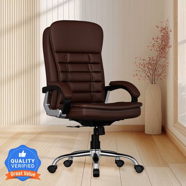 CRATVZ ErgoEdge, Office Chair, Executive Chair, Heavy Metal Base with 3 Years Warranty Leatherette Office Executive Chair