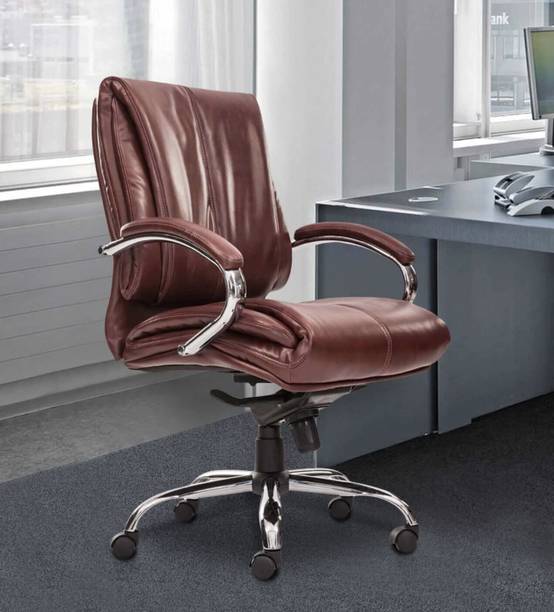 ardasinterior Alpha Leatherette Executive Chair in Dark Tan Colour Leatherette Office Adjustable Arm Chair