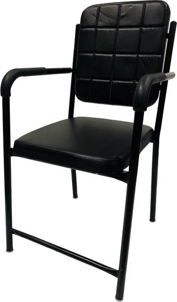 SOMRAJ Office Study Computer Visitor Chair with Leather Cushion seat Back & Iron Frame Leatherette Office Visitor Chair