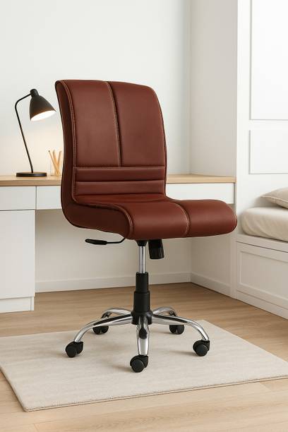 Newturn MAXSON Mid-back Armless Work from home/Office/study/desk(WFH) chair Leather Office Conference Chair