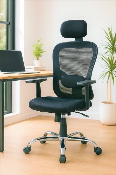 Oakcraft Jazz Ergonomic with Height Adjustable Handrest and Locking Mechanism Mesh Office Adjustable Arm Chair