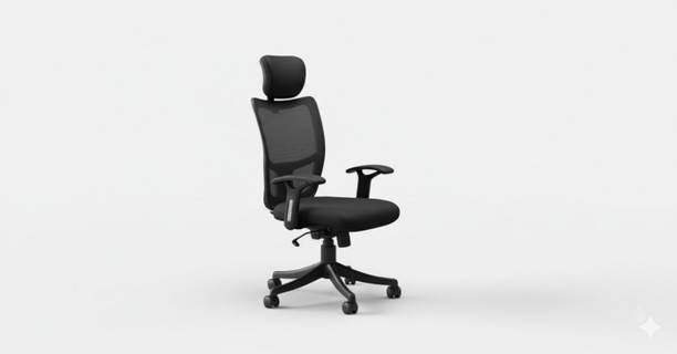 MAESTRO SEATING SYSTEMS High Duty Elegant Black High Back Executive Office Boss with Chrome Arms Fabric Office Arm Chair