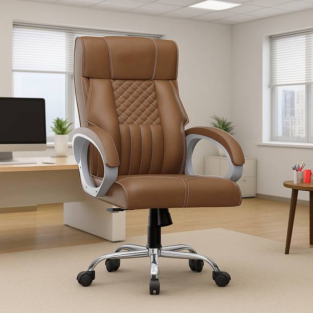 Adiko High Back Ergonomic Leatherette Revolving Desk Boss Office Chair Leatherette Office Adjustable Arm Chair