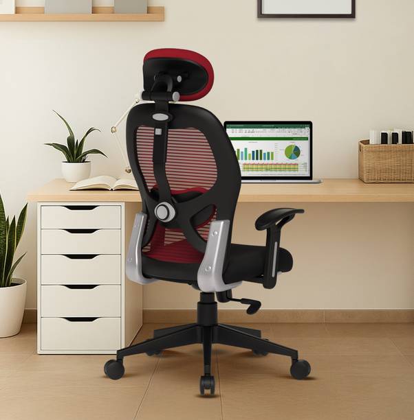 Da URBAN Prisma Red Revolving | Adjustable Headrest| Home & Office | Mesh Office Executive Chair