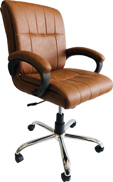 RATISON Office revolving chair with hydraulic wheels, cushion handles Leatherette Office Arm Chair